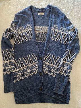 Hollister Knit Cardigan Sweater Size Large Blue Button front